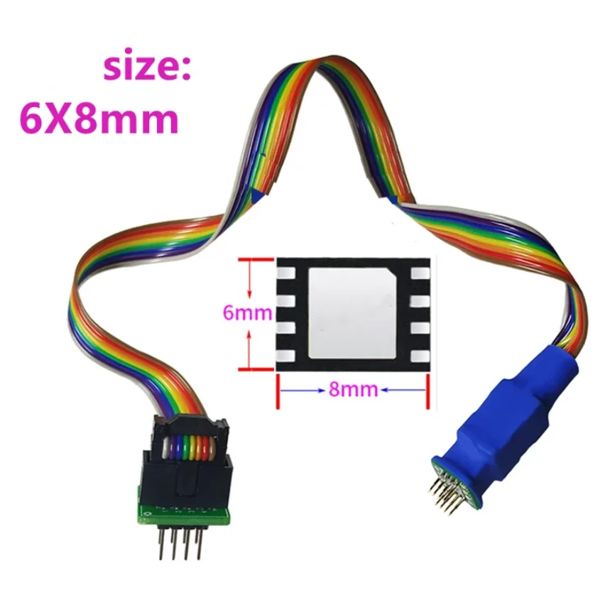 

2023 QFN8 DFN8 WSON8 Chip Probe Line Test Adapter Socket Read Write Burning Pin 1.27 6x8 6X5 for CH341A TL866 RT809H/F