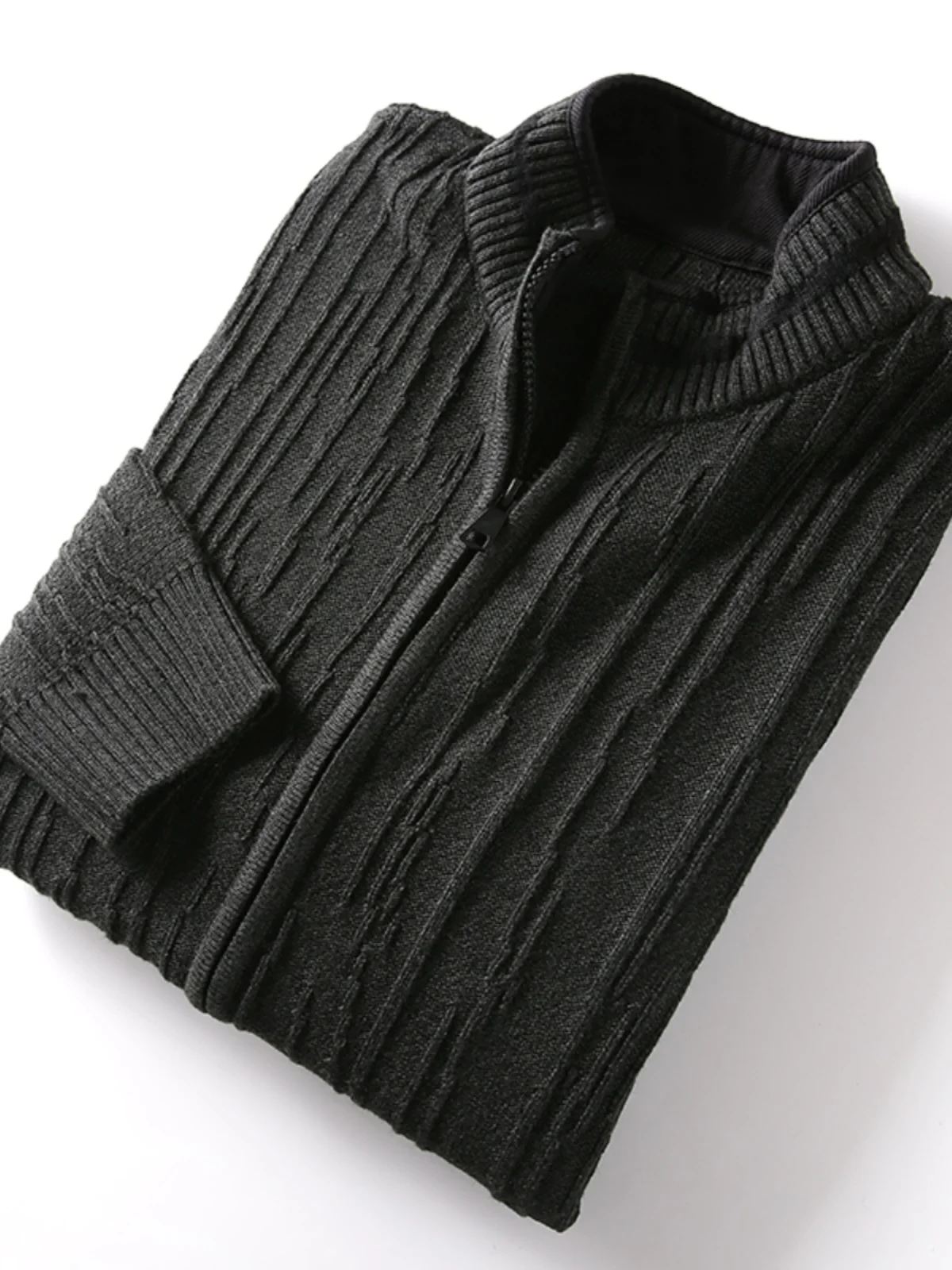 

Элитный вязаный свитер-пальто для мужчин с воротником-стойкой, длинными рукавами, бахромой и винтажной текстурой, модный, осенне-зимний