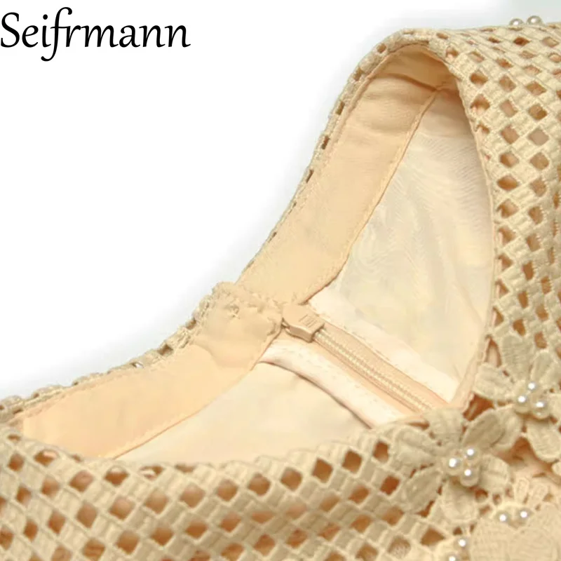 

Seifrmann 2026, весеннее женское новое модное платье с круглым вырезом и длинными рукавами, трехмерное платье с цветочным принтом и бисером, с полой талией