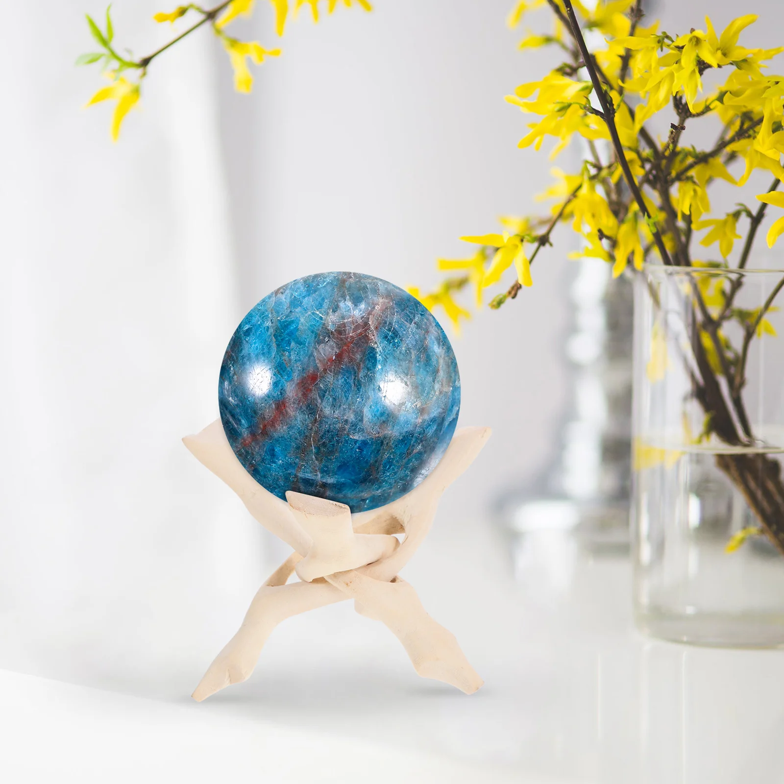 

Fine Crafted Wooden Tripod Stand Crystal Sphere Display Holder for Home Office Decor Burning Herbal Stick Base