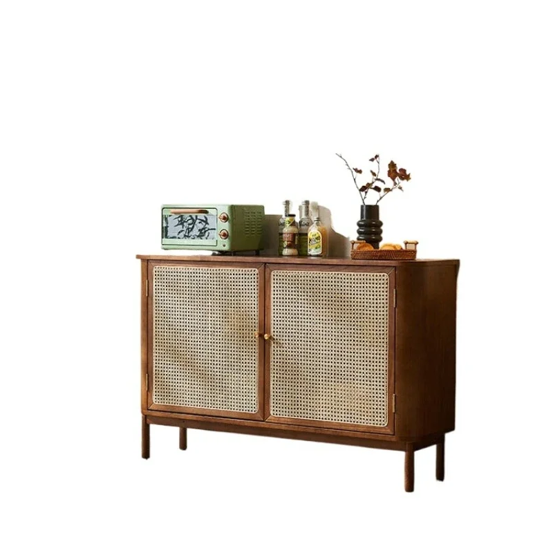 

Japanese-style log wind rattan dining side cabinet, simple and modern household integrated wall storage cabinet