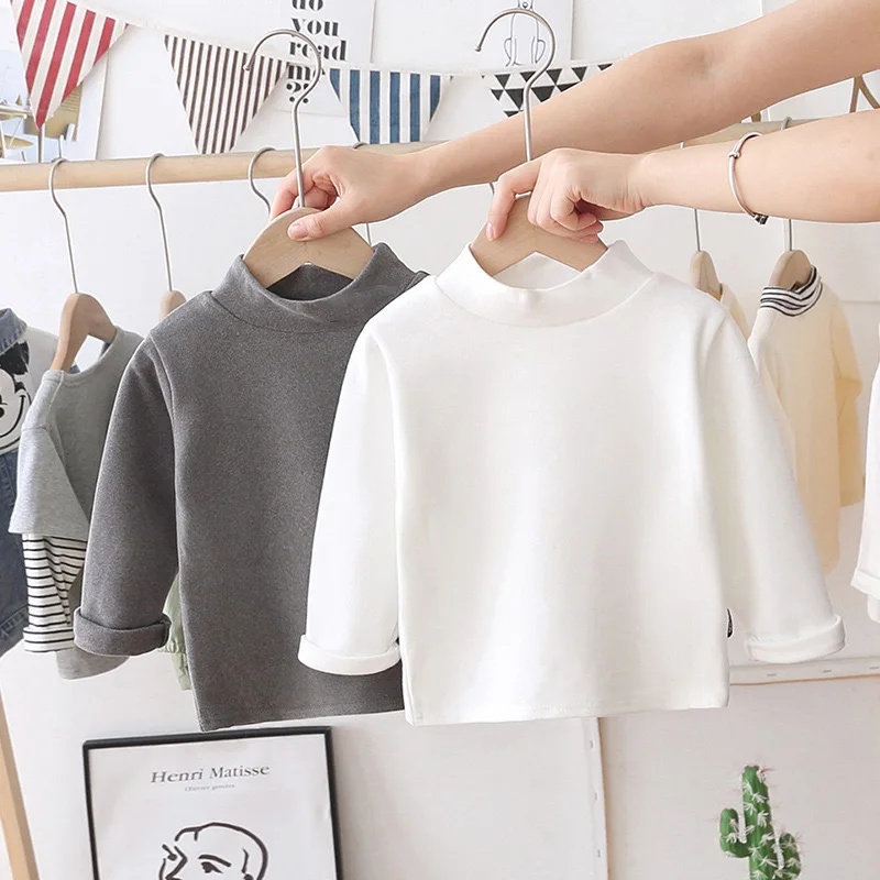 الأطفال طويلة الأكمام تي شيرت الخريف الربيع بلون الفتيان الفتيات بلايز المراهقين قمصان عادية الاطفال المحملة ملابس الطفل 1-10Y #3