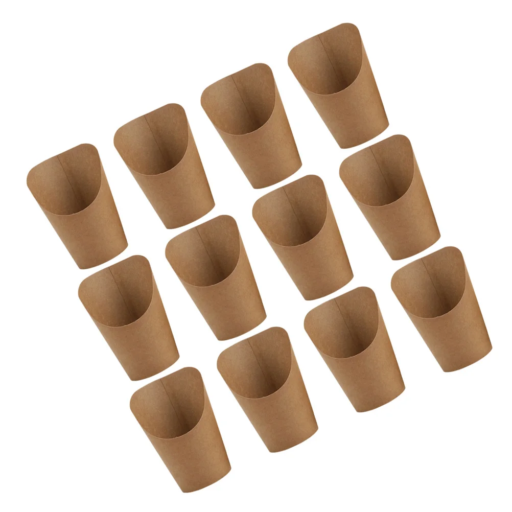 

50 Pcs Basket French Fries Packing Bucket Paper Round Fry Cups Holders Kraft Great Boxes Take-out Cone