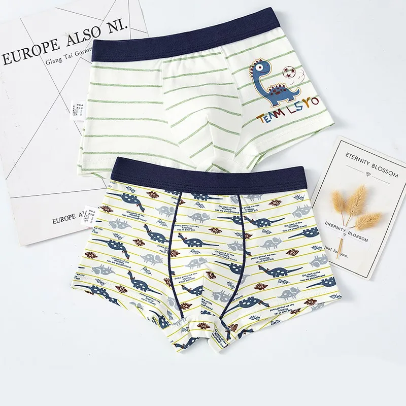 2pcs/lot Blue Striped Boy Underwear Boxer 4 Seasons Boy Cotton Underpanties Kids Clothes 3 4 6 8 10 12 14 Years Old OKU203018