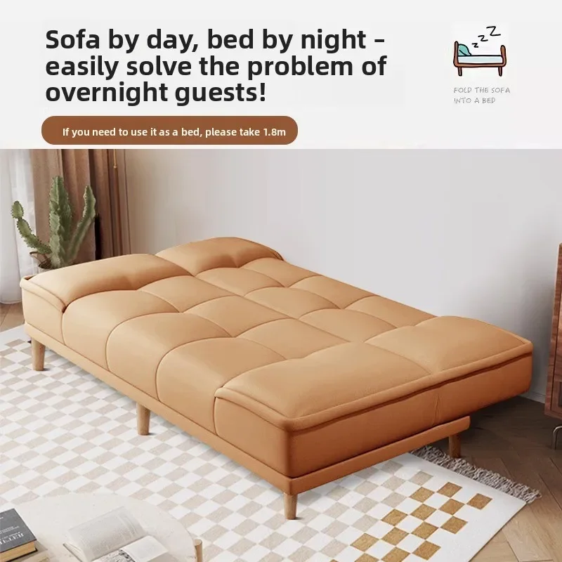 Stable Cat claw leather sofa bed folding dual-purpose small apartment living room bedroom store sofa apartment simple sofa view 5