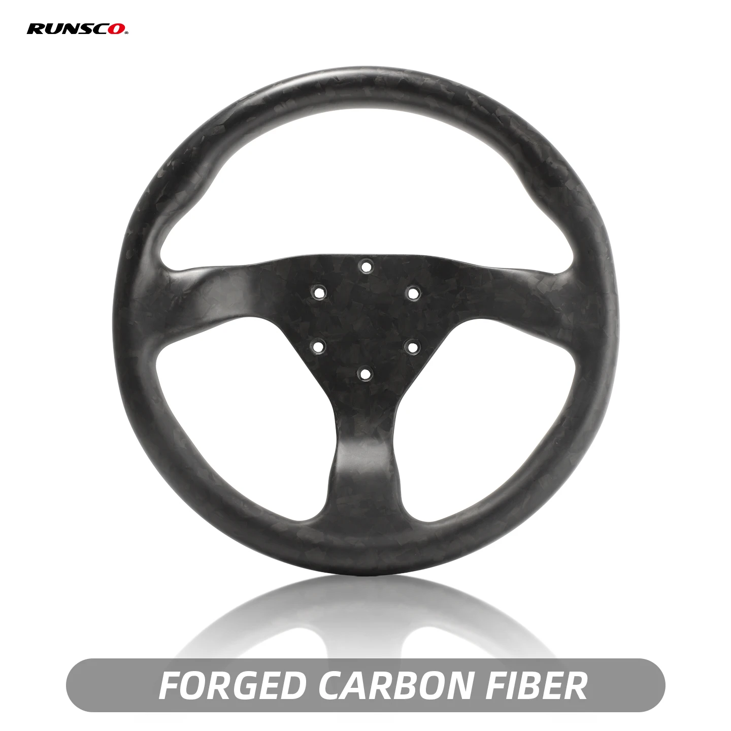 Runsco 330mm Round Dry Carbon Fiber Steering Wheel, Ultra-light 385g, Sim Racing Game & Modified Car Universal R33T