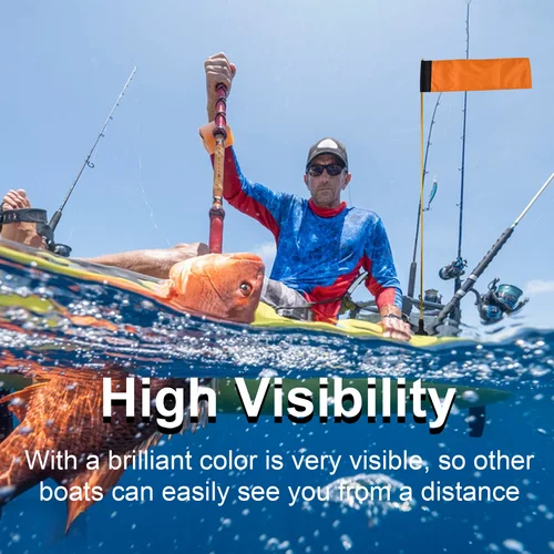 Imagen 2 del producto Bandera de seguridad para Kayak grande con tornillos para bolsa de almacenamiento de poste y Base de montaje en pista, banderas para Kayak de 20x5,6 pulgadas de alta visibilidad para seguridad