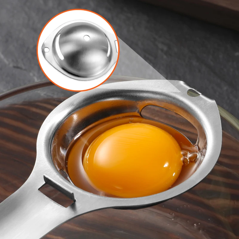 Egg Separator Long Handle Egg Yolk Separator Stainless Steel Egg Tools Yolk White Divider Filter for Cooking Kitchen Accessories