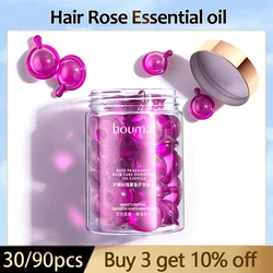 Aceite Esencial de rosa para el cabello, cápsula de vitamina para el cabello, suave y sedoso, tratamiento nutritivo, reparación de cabello dañado, suero para fortalecer el cabello, 30 piezas