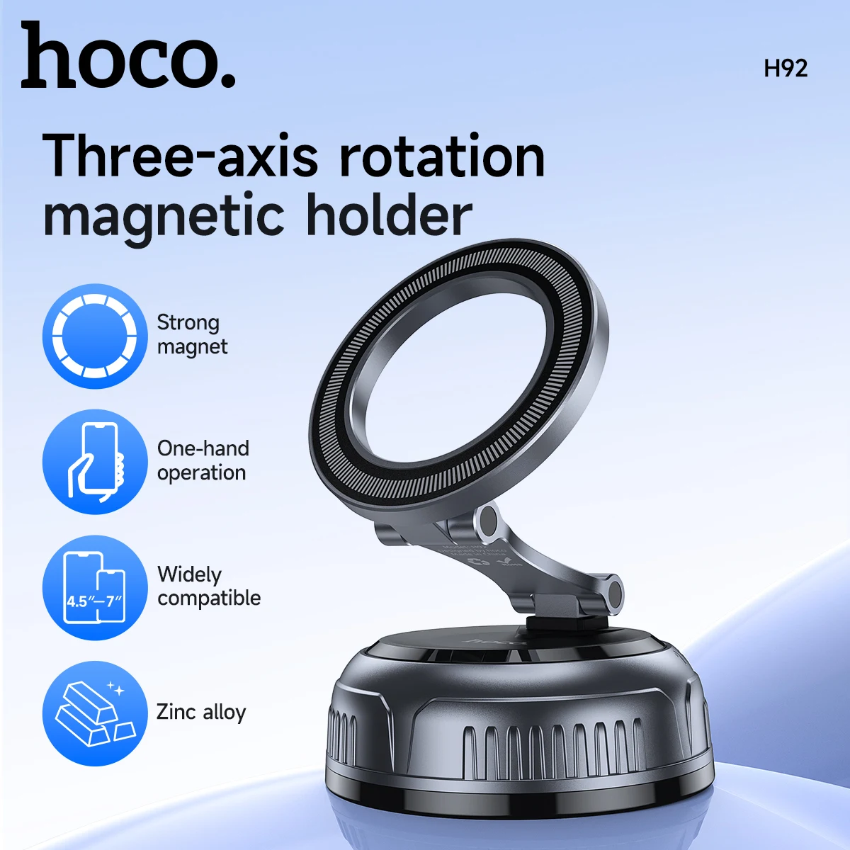 

HOCO H92 Магнитный держатель на присоске для телефонов, крепление на приборную панель автомобиля, универсальная складная автомобильная настольная подставка, вращающаяся на 360 градусов