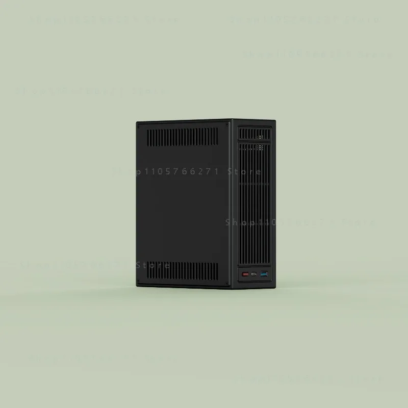 E4 Pure Aluminum CNC ITX Case Half Height Double Slot Direct Insert Tool Card Chassis