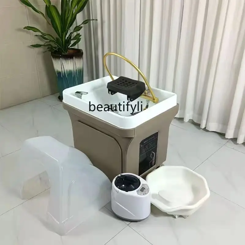 Beauty Salon Shampoo Basin Movable Ear Cleaning Hair Care Head Treatment Bed Belt Water Circulation Fumigation Head Massager