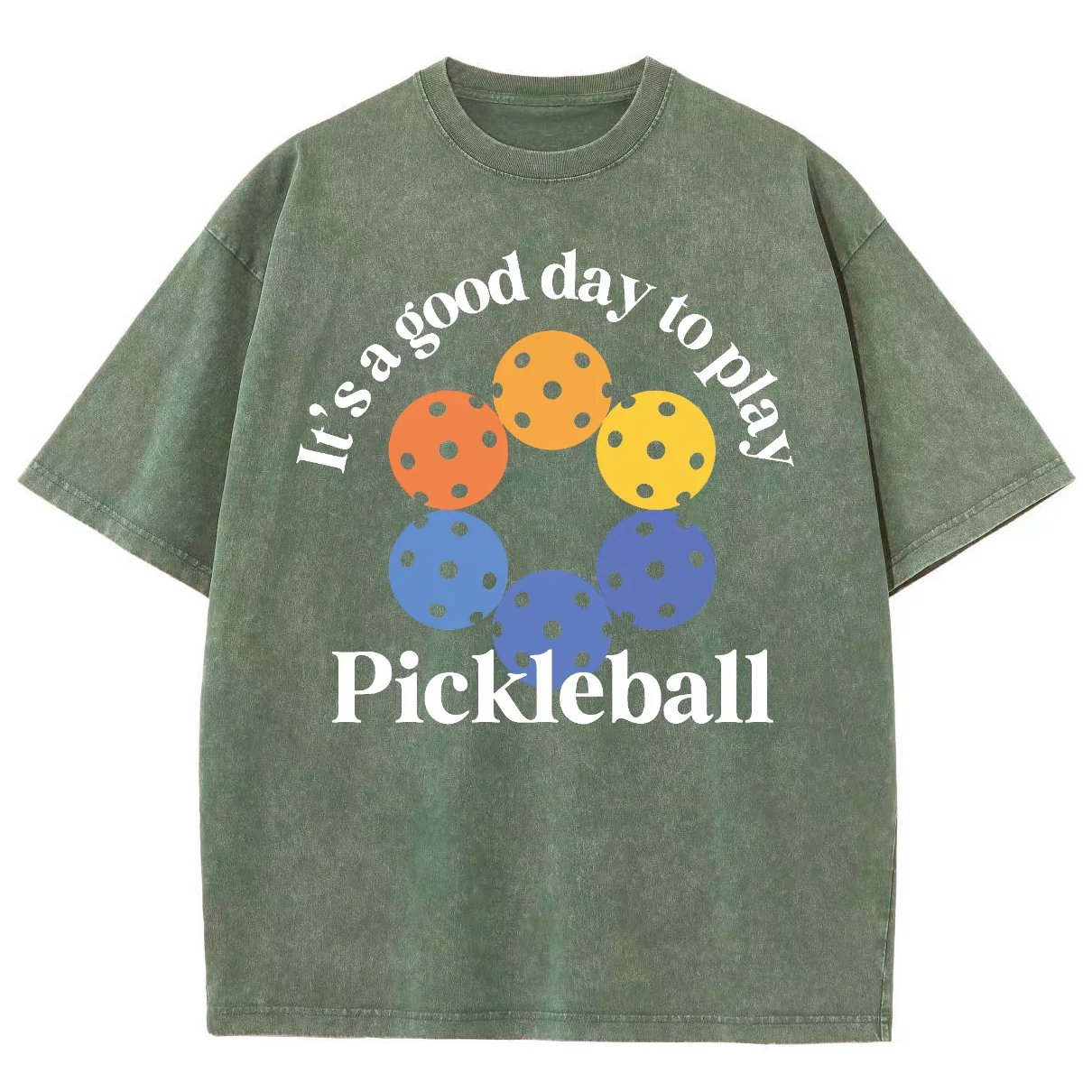 Color Polka Dot Pickle Ball Print T-Shirt Retro American Neutral Style Fashion Trend New Designer Round Neck Short Sleeve