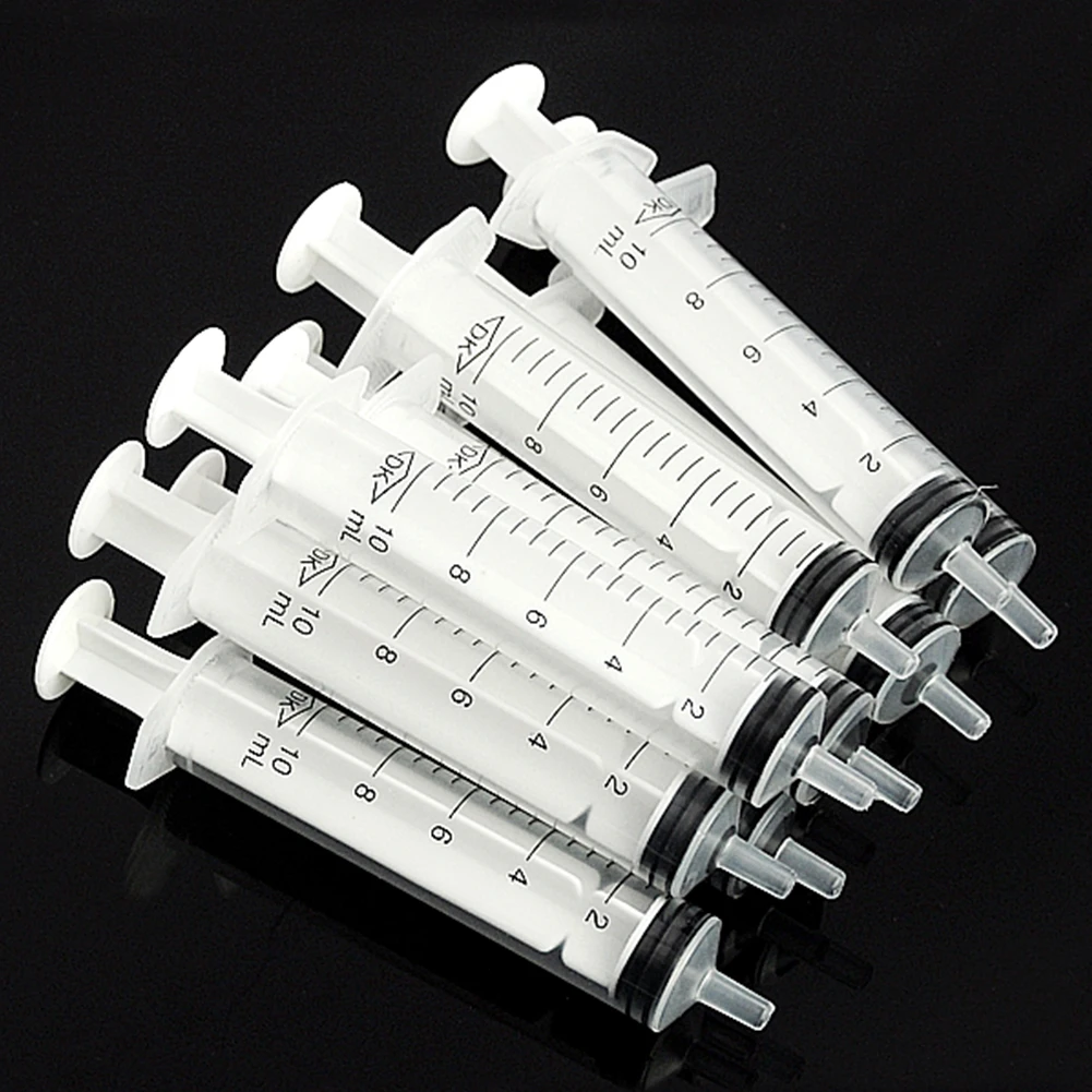 New 100pcs 10ml Plastic Disposable Injector Syringe For Refilling Measuring Nutrient For Feeding For Mixing Liquids No Needles