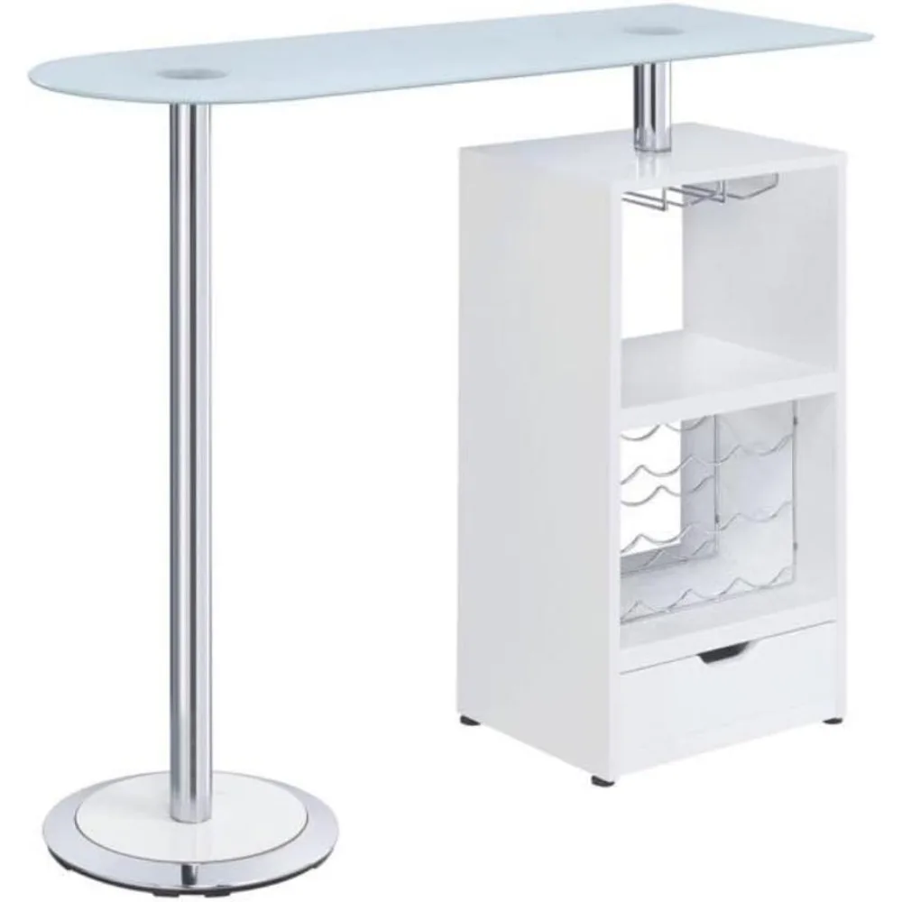 Bar Table W/Wine Storage White 120452