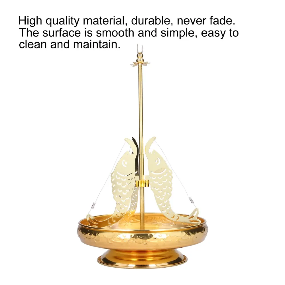 Easy Clean Stainless Steel Coil Incense Stand Golden Sturdy Incense Holder Three-fish Multi-purpose Incense Rack Meditation Room