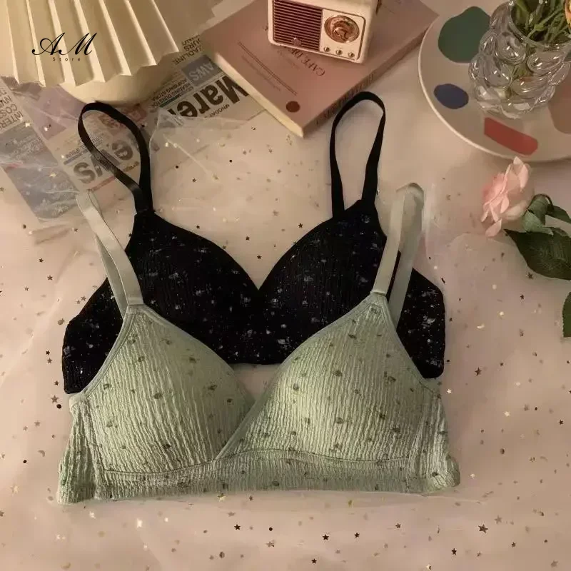 Women Sexy Lingerie Triangle Cup Brassiere Wire Free Bra Underwear Bras for Girls Womens Without Steel Rings French Traceless