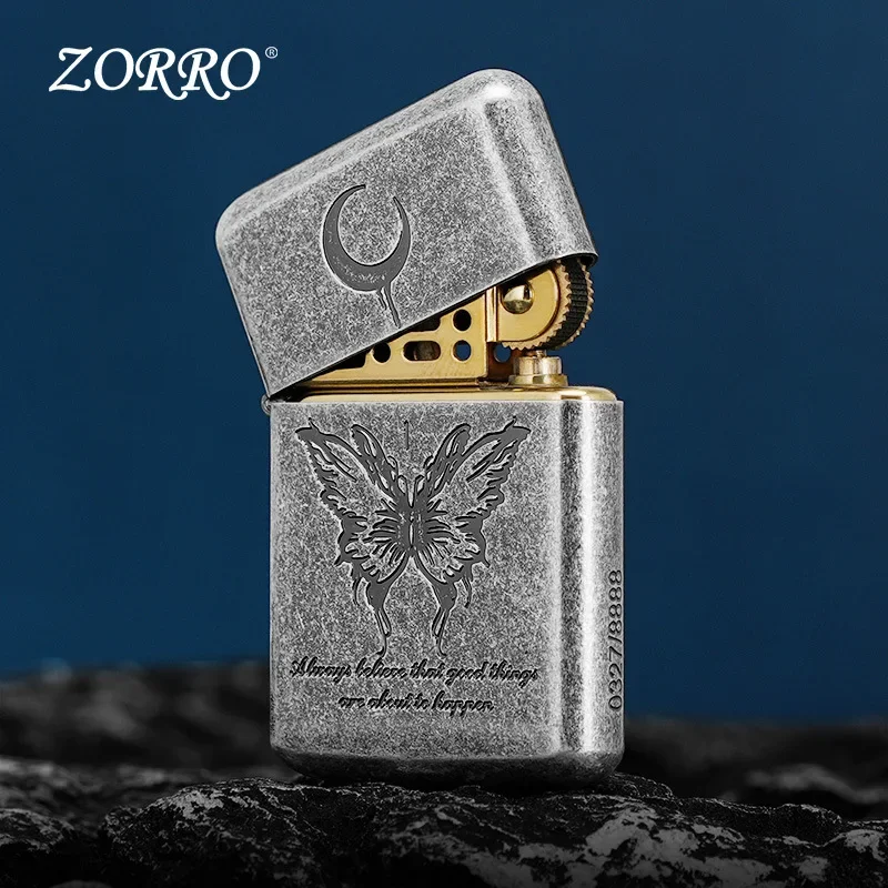 ZORRO Z790 Antique Silver Etched Kerosene Lighter Creative Personalized Windproof Cigarette Lighter for Boys and Girls