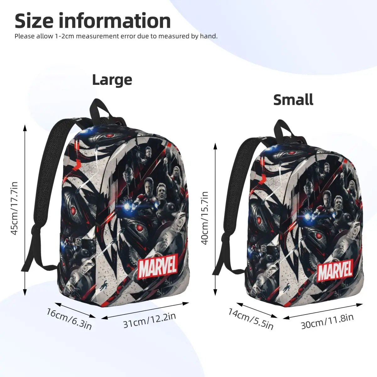 Sac à Dos d'Équipe Marvel Avenger pour Garçon, Cartable Multi-Compartiments, Utilisation Touristique, Randonnée, Rentrée Sв, Cadeau