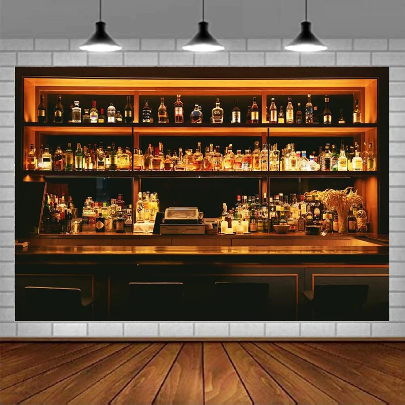 

Bar Photography Backdrops For Whisky Wine Alcohol Cafe Restaurant Drink Shelf Photo Backgrounds Wall Paper Room Mural Props