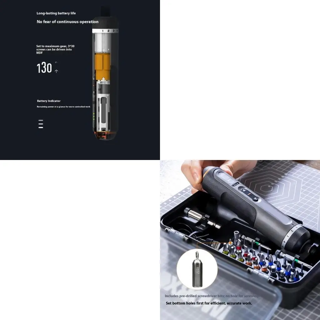 Ergonomic Cordless Screwdriver Rechargeable 7 Speed Adjustable Built In LED Light