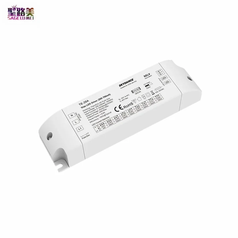 10-42VDC 20W 200MA-700mA Triac Constant Current Driver Controller TE-20A AC220-240V 2000Hz LED Power Supply For Spot Panel Lamp