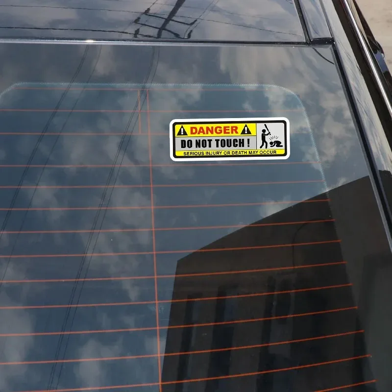 ذاتية اللصق مائي 2 قطعة للخطر لا تلمس ملصق سيارة مقاوم للماء السيارات الديكورات على المصد الخلفي نافذة الكمبيوتر المحمول 13/17/10 سنتيمتر #2