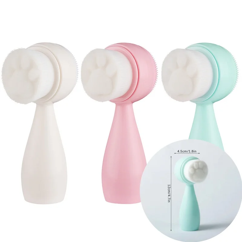 แปรงล้างหน้าแบบนุ่มสองด้าน 1 ชิ้น แปรงซิลิโคนทำความสะอาดรูขุมขน ​ ​   แปรงล้างหน้า