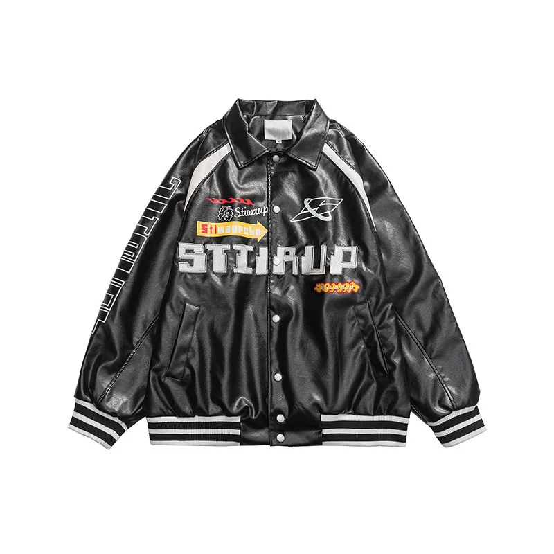 

Men's Baseball Jacket Hip Hop Loose Outerwear Streetwear Skull Towel Embroidery Bomber Jackets Harajuku Coat
