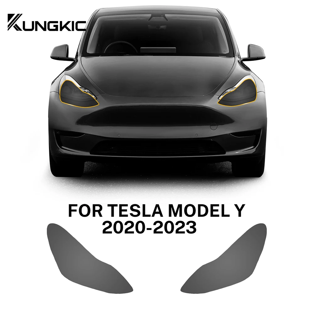 Smoked Tesla Headlight PPF Film 3