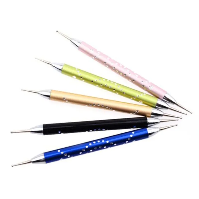 5pcs/set Point Drill Pen Nails Double Hook Flower Needle Flower Set Tool Stick Drill Crystal Spiral Rod Nail Polish Flower