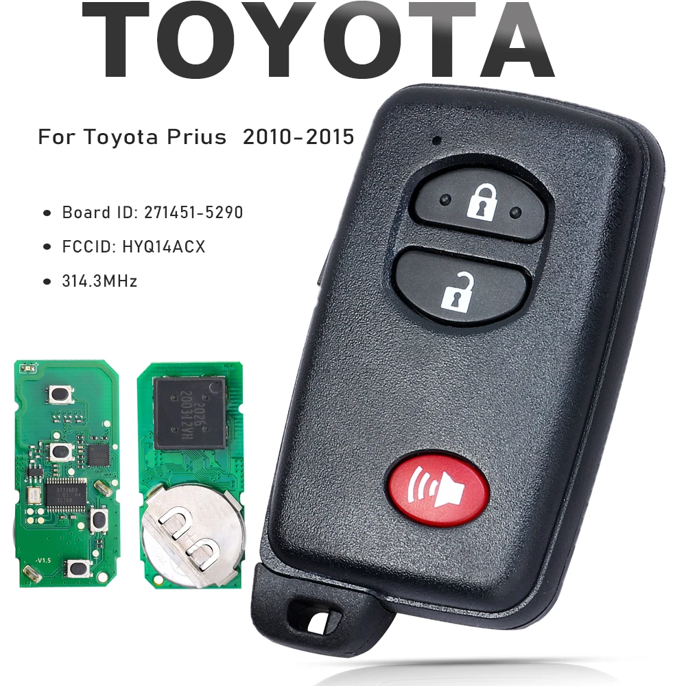 

KEYECU для Toyota Prius 2010 2011 2012 2013 2014 2015 умный дистанционный ключ без ключа Go 314,3 МГц брелок HYQ14ACX-2271451-5290