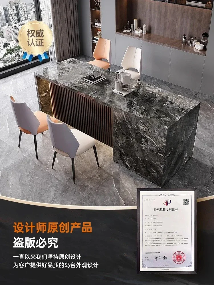 Zhongdao Table Italian-Style Flush Dining Table Integrated High-End Stone Plate Dining Table
