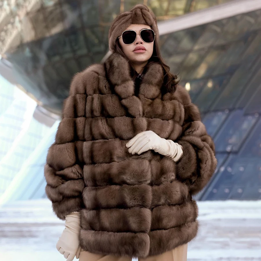 

Ladies Jackets Fox Fur Coat Stand Collar Luxury Natural Fox Fur Coat Winter Tops Woman 2024 New Style Real Furs Jacke