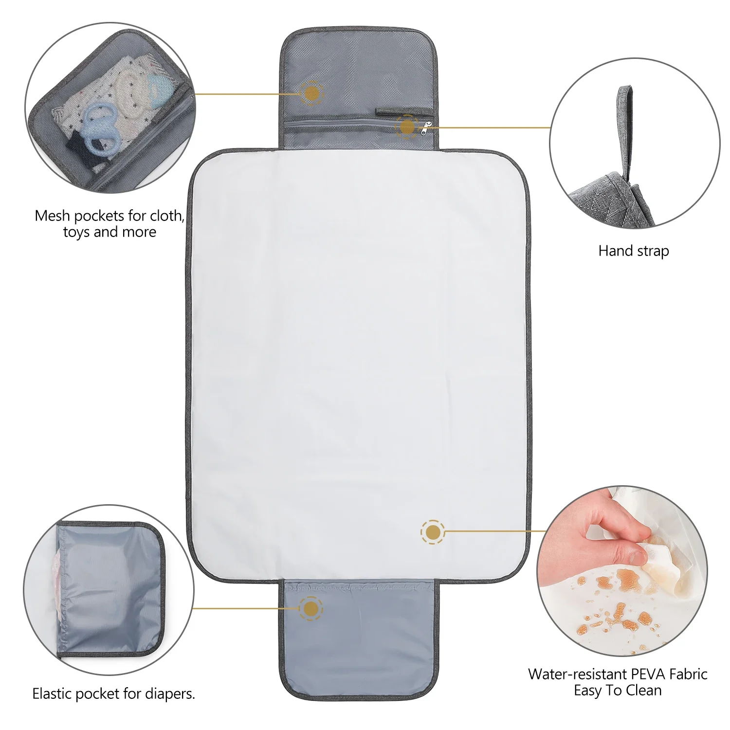 Portable Multifunction Foldable Waterproof Changing Pad Newborn Baby Diaper Changing Mat Changing Pads