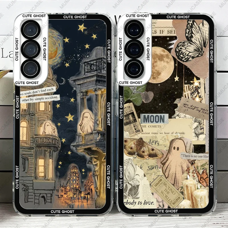 Case For Samsung Galaxy S24 S20 S21 S22 S23 A13 A21s A32 A33 A50 A52 A53 A73 A54 A14 Soft Cover Cute Little Ghost