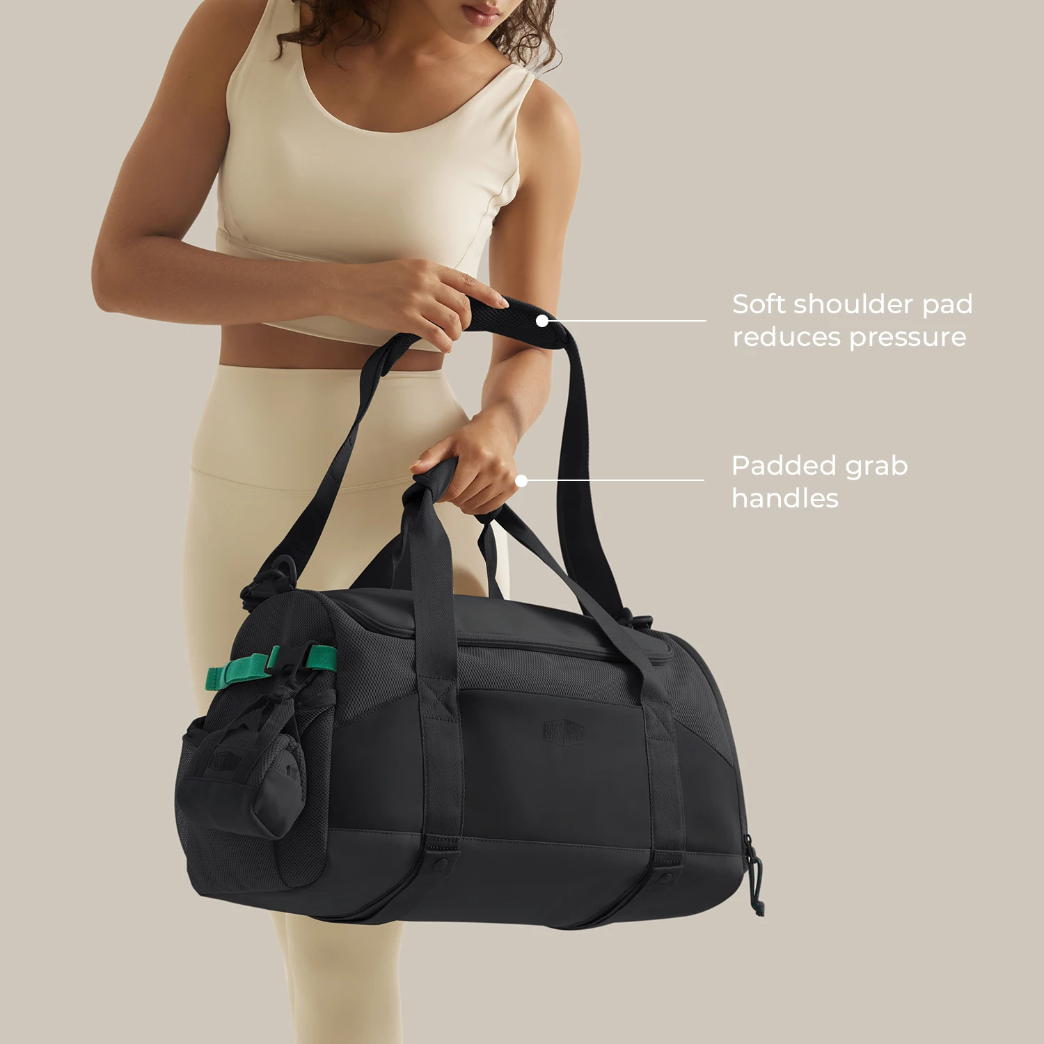 BAGSMART Large Capacity Travel Duffel Bag Lightweight Gym Bag with Shoe Compartment Wet Pocket Waterproof Shoulder Bag for Women