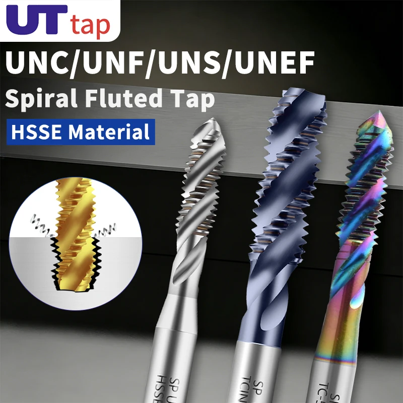 

UT TAP HSSE-M35 JIS Standard Spiral Fluted Tap White/TIN/TC50/TICN UNC/UNF/UNS/UNEF 0-90~12-28 1/4 5/16 3/8 7/16 1/2 9/16 Tap