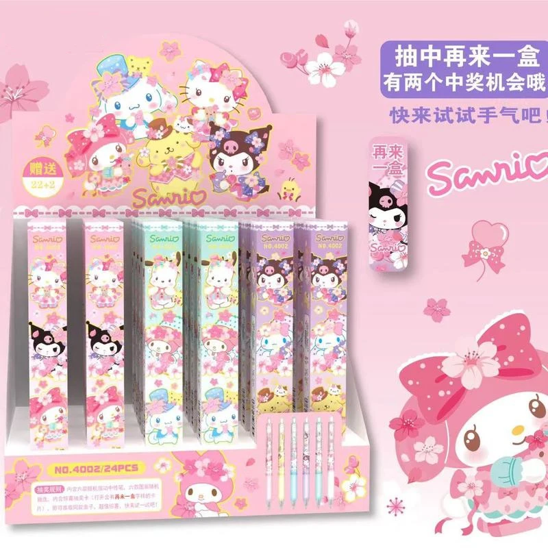 Imagem -05 - Sanrio Gel Pen com Kuromi Melody Cinnamoroll Pochacco Papelaria Estudante Escrever Canetas 0.5 Preto Escola Kid Exame Também Presentes Bonito Pcs 24 Pcs