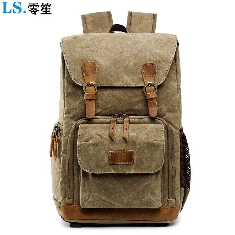 Waterproof camera bag Backpack Large capacity Photo bag Batik Canvas camera lens case 15-inch laptop for Canon Nikon SONY