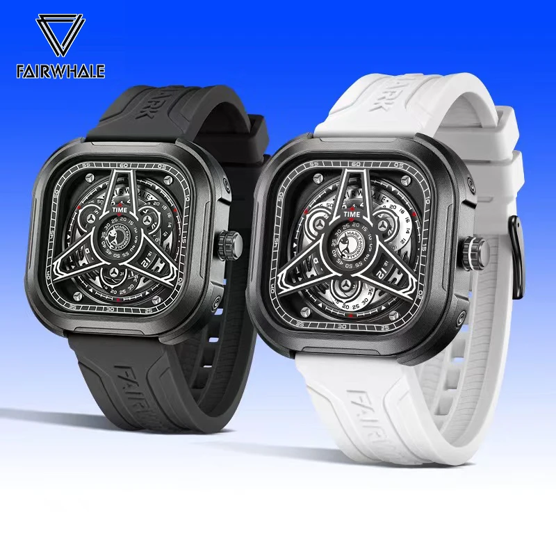 2023 New Design Watch For Men Mark Fairwhale Brand Silicon Strap Black Sport Watches Mens Fashion Populor Luminous Diver Clock