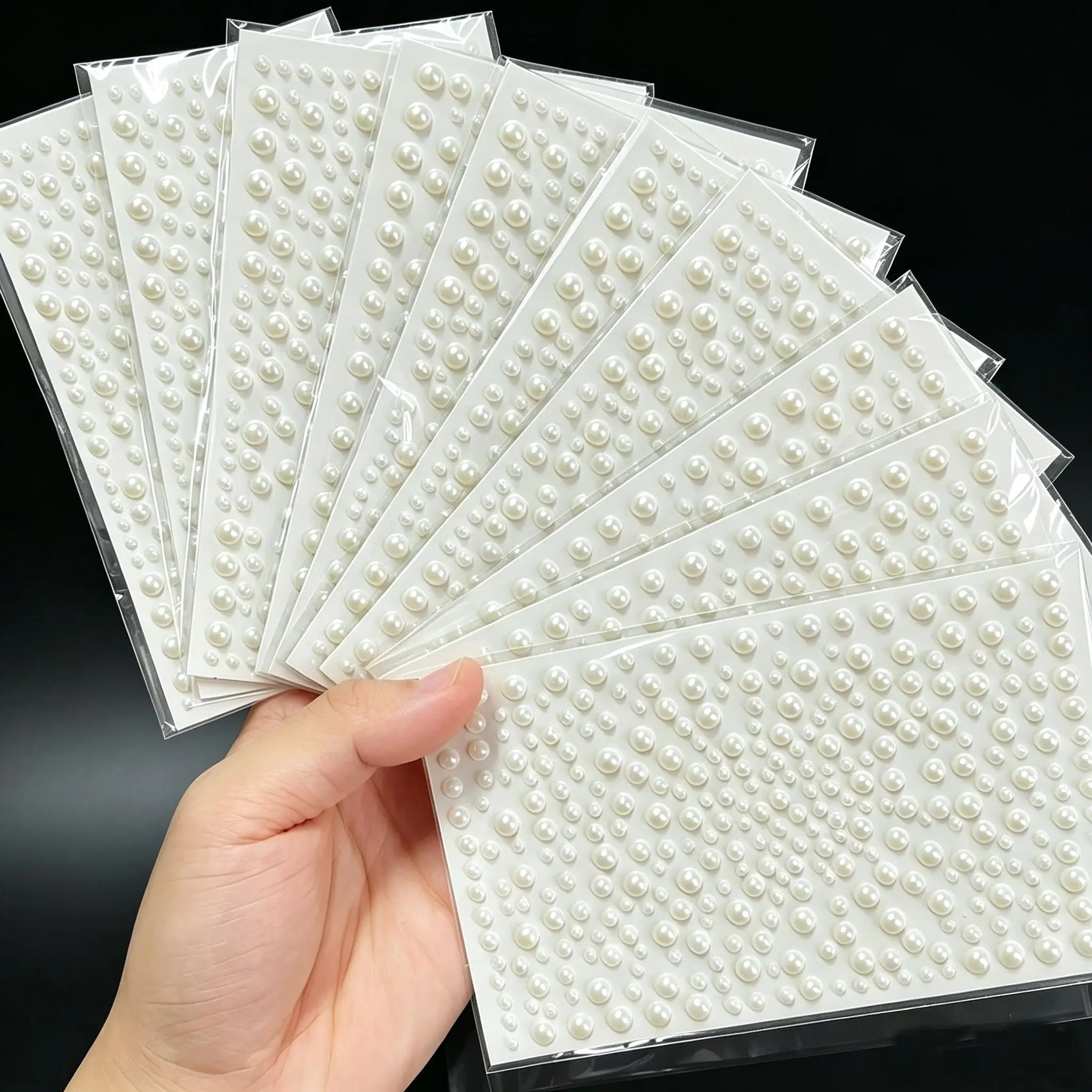 1/3/5/10 Sheet White Imitation Pearl Eyes Face Gem Jewels Eyeshadow Adhesive Sticker Tattoos Mixed Size Pearls Makeup Diamond