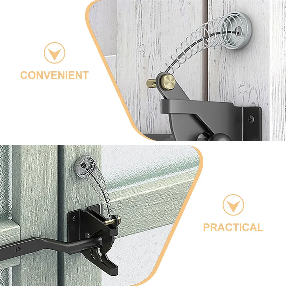 1 set 1 Set Gate Latch Cable Pull Spring Loaded Adjustable Stainless Steel For Outdoor Fence Wood Metal Gates Durable Latch Pull
