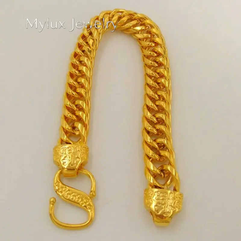 Mylux Jewelry Fu-Character Boss Chain Men 24K Gold AU999 - Rich gold luster, plump Fu, durable chain, reliable AU999 value prese