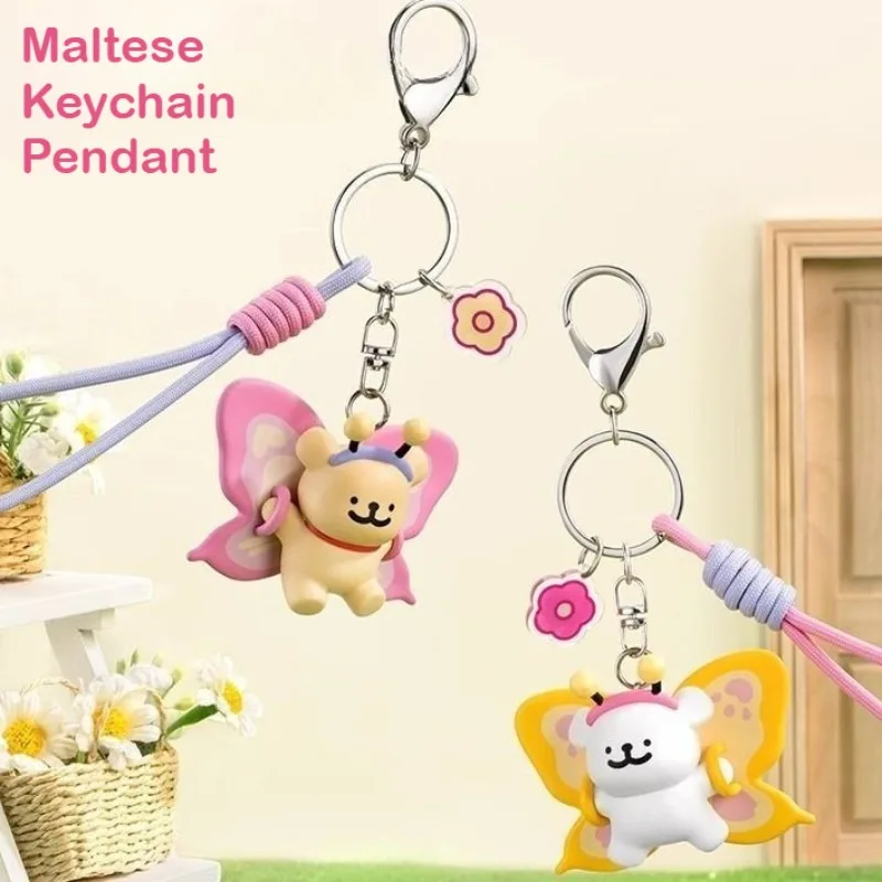

Maltese Keychain Pendant Golden Retriever Cartoon Cute Color Doll Bag Decoration Figurine Hanging Rope Toy Couple Delicate Gift