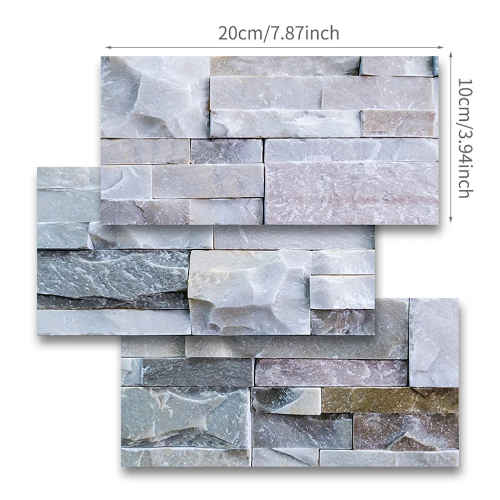 Mosaico Stone Bricks Wall Tile, Etiqueta da escada do banheiro, Azulejos auto-adesivos, Home Decor, Papel de parede artificial, 9pcs