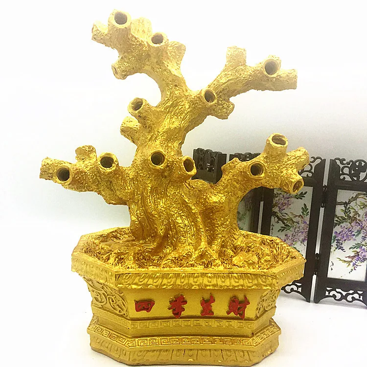 

Handmade Beaded DIY Wealthy Tree Base Resin Bonsai Gold Four Seasons Wealthy Base Decoration