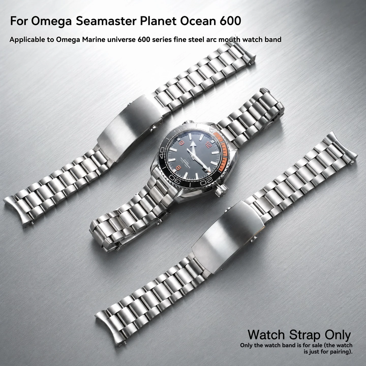 21mm strap  For Omega Seamaster Planet Ocean 600 Curved End Stainless Steel Bracelet, Solid Metal Replacement Watch Band Tool