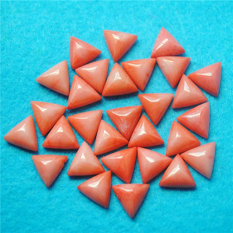 

10PCS NICE PINK CORAL CABOCHONS TRANGILE SHAPE SIZE 9X10MM DIY LOOSE BEADS CABS NICE ITEMS