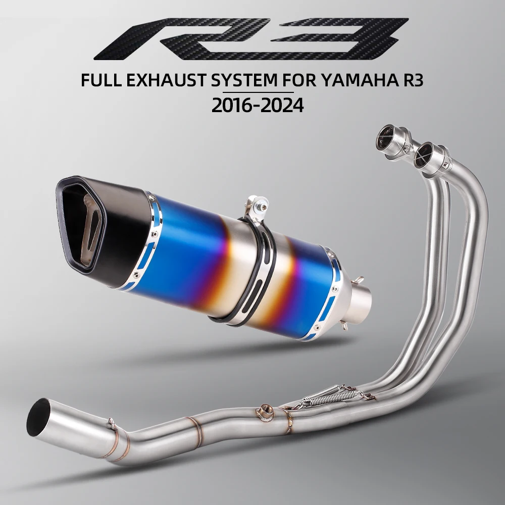 

Slip On For R25 R3 MT03 2016-2024 Motorcycle Full Exhaust System Header Front Link Pipe Connect Carbon Fiber Muffler